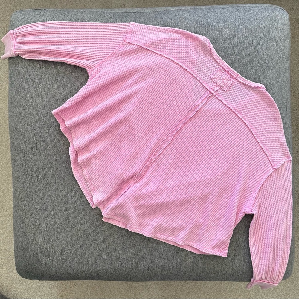 We The Free Pink Coraline Waffle Thermal Top Small - Picture 5 of 8